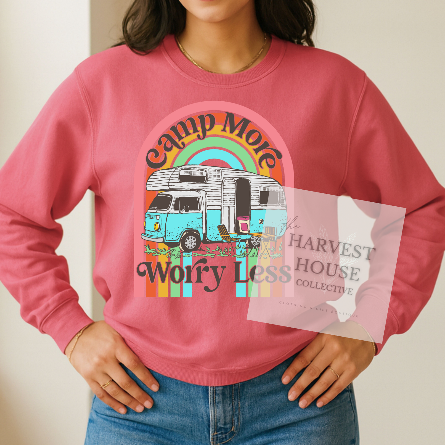 Camp More Worry Less Comfort Color Crewneck