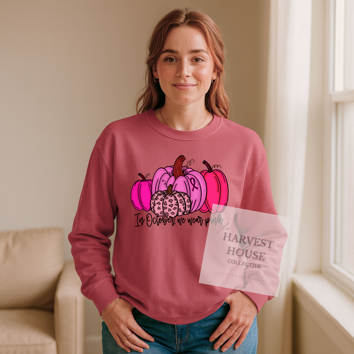 In October We Wear Pink Comfort Color Crewneck