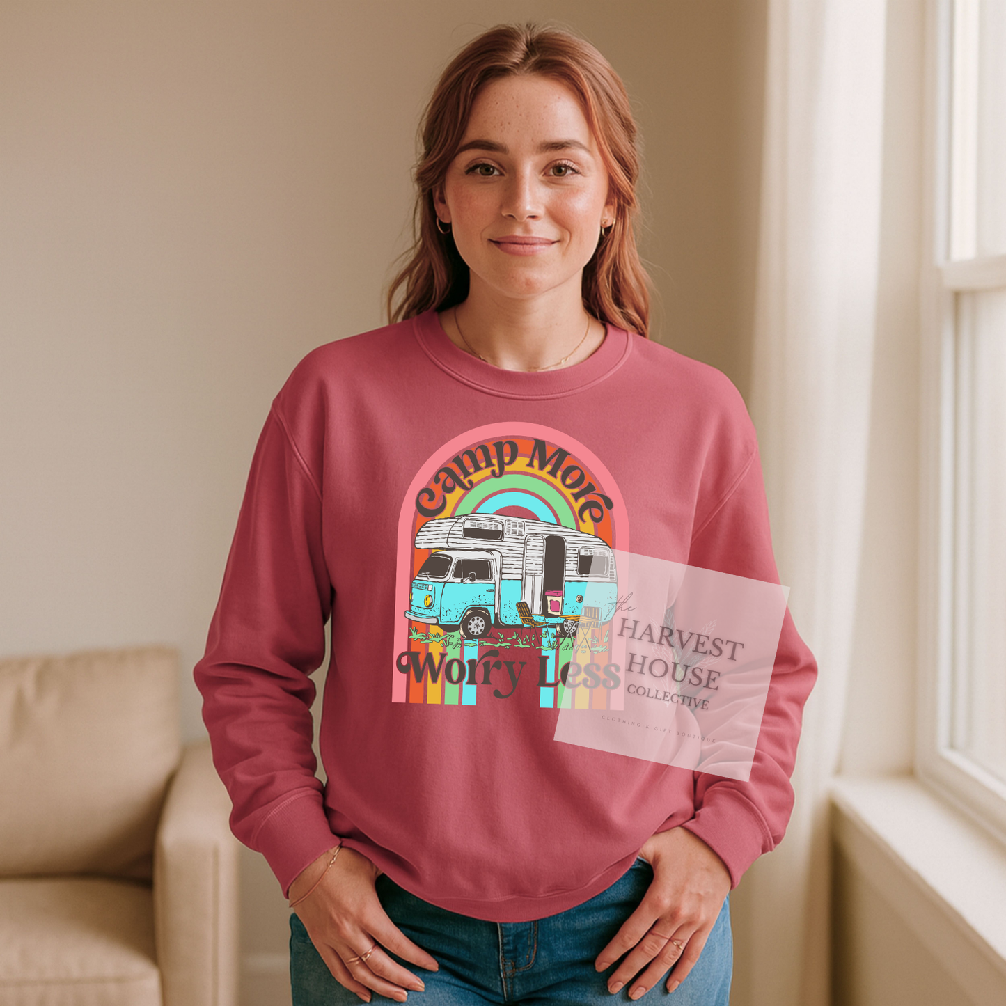 Camp More Worry Less Comfort Color Crewneck
