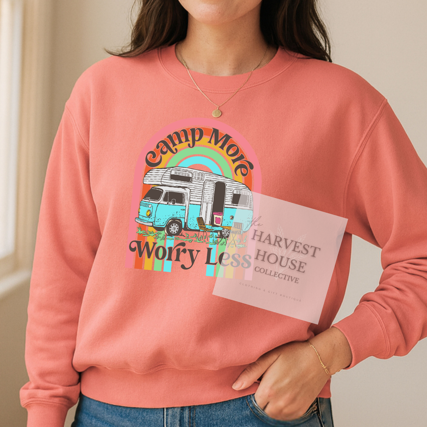 Camp More Worry Less Comfort Color Crewneck