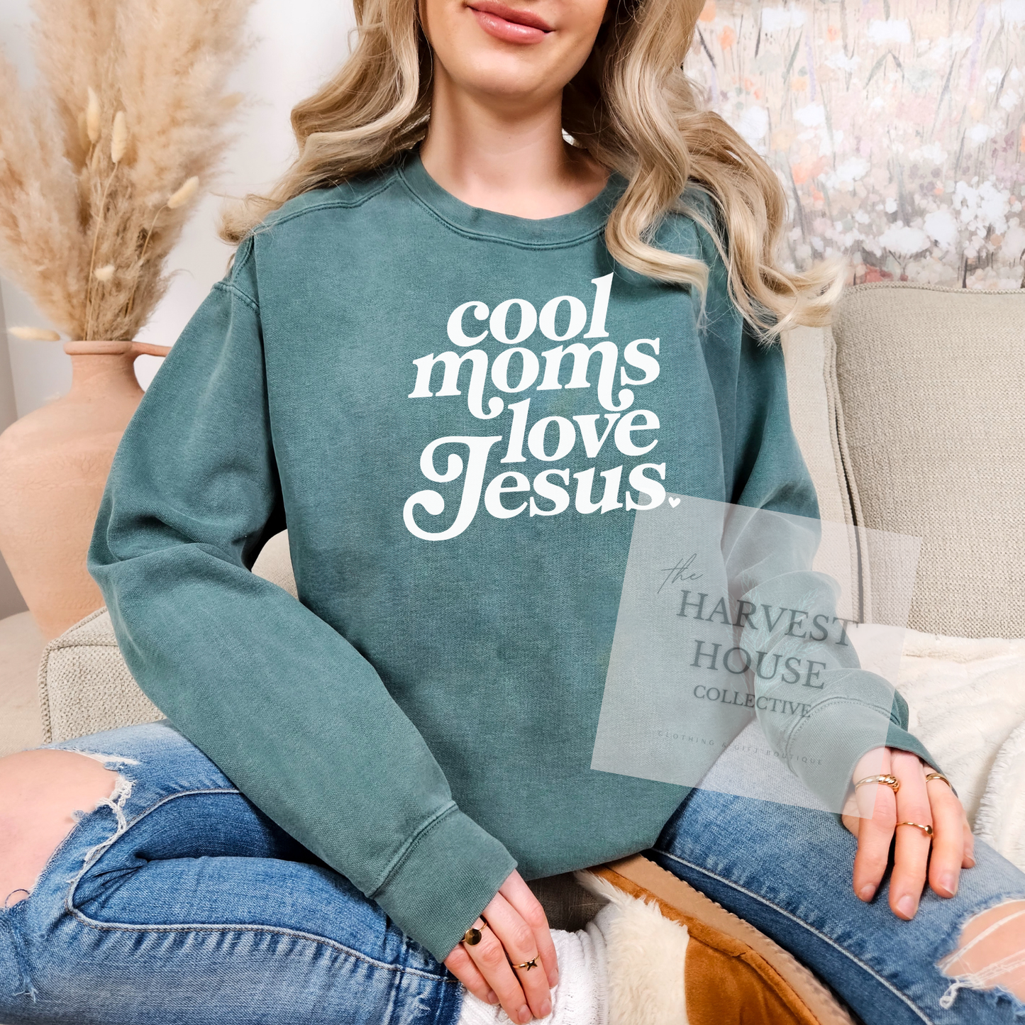 Cool Moms Love Jesus Comfort Color Crewneck