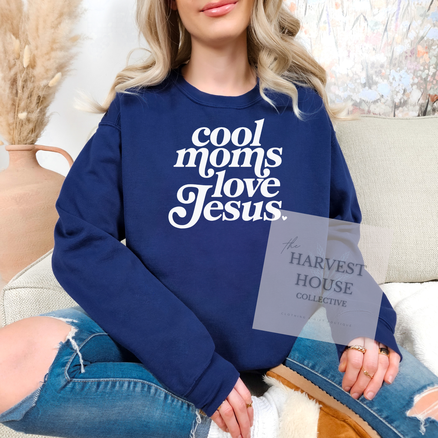 Cool Moms Love Jesus Comfort Color Crewneck