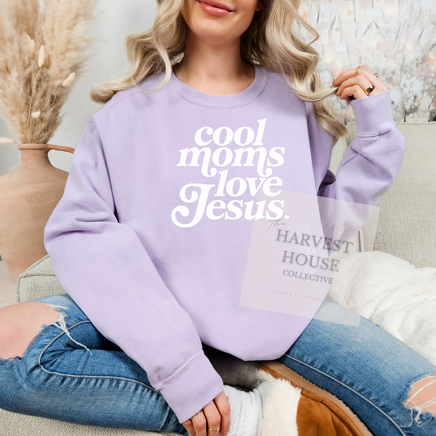 Cool Moms Love Jesus Comfort Color Crewneck