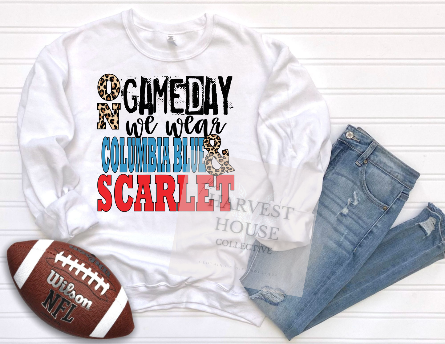 On Gameday We Wear Columbia Blue and Scarlet Shirt