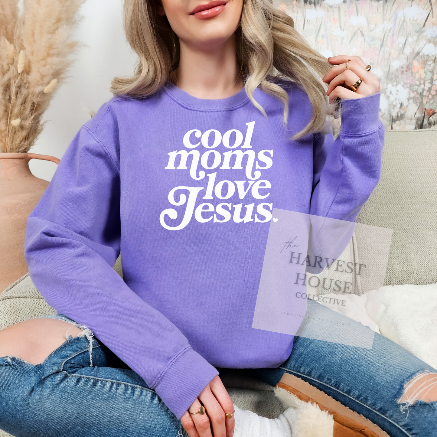 Cool Moms Love Jesus Comfort Color Crewneck