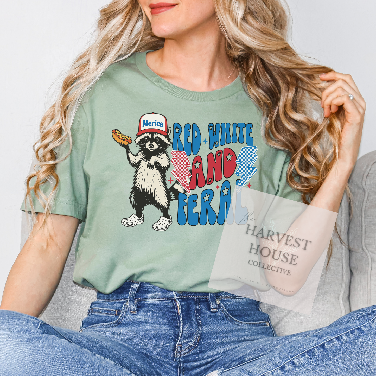 Red White And Feral Bella Canvas Tee