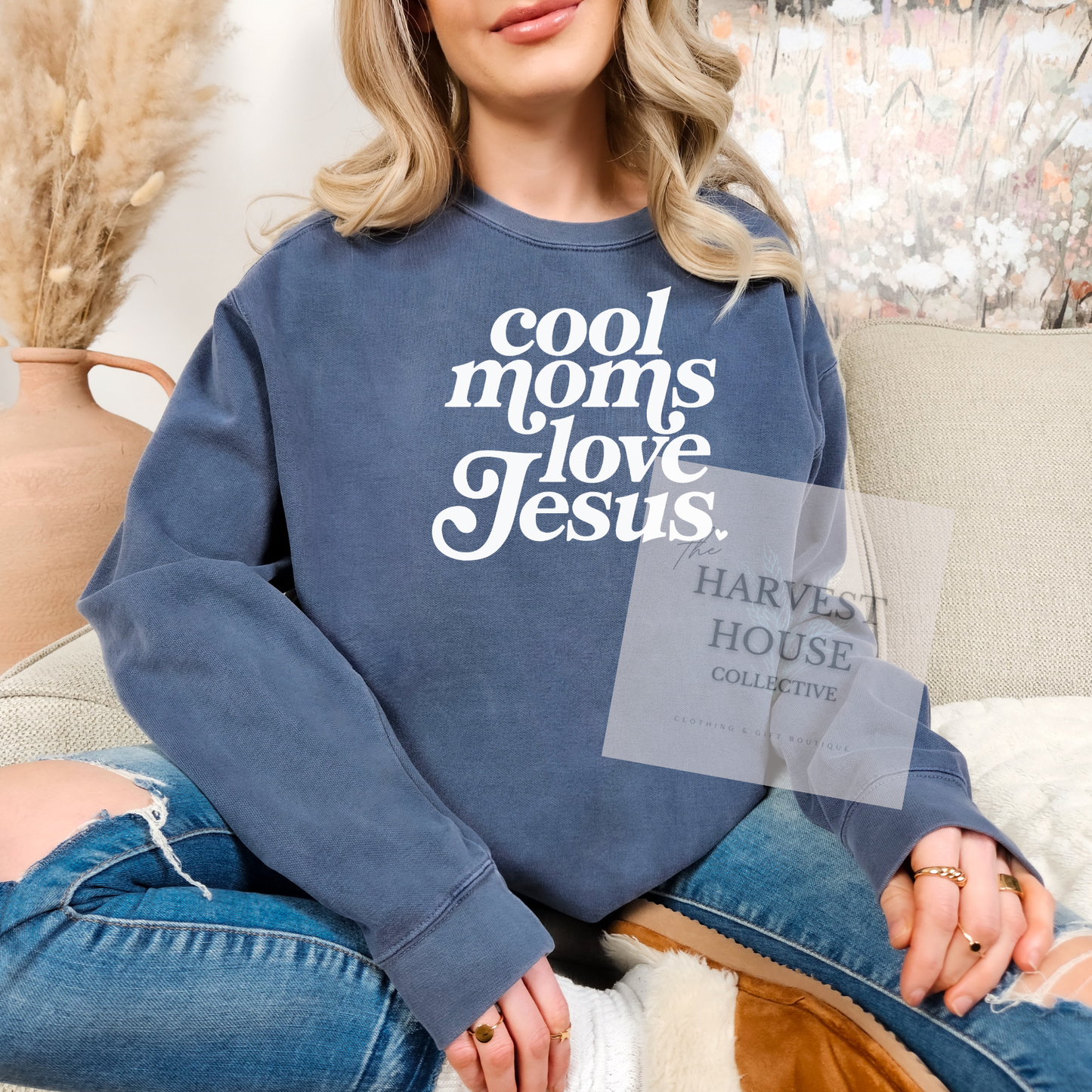 Cool Moms Love Jesus Comfort Color Crewneck