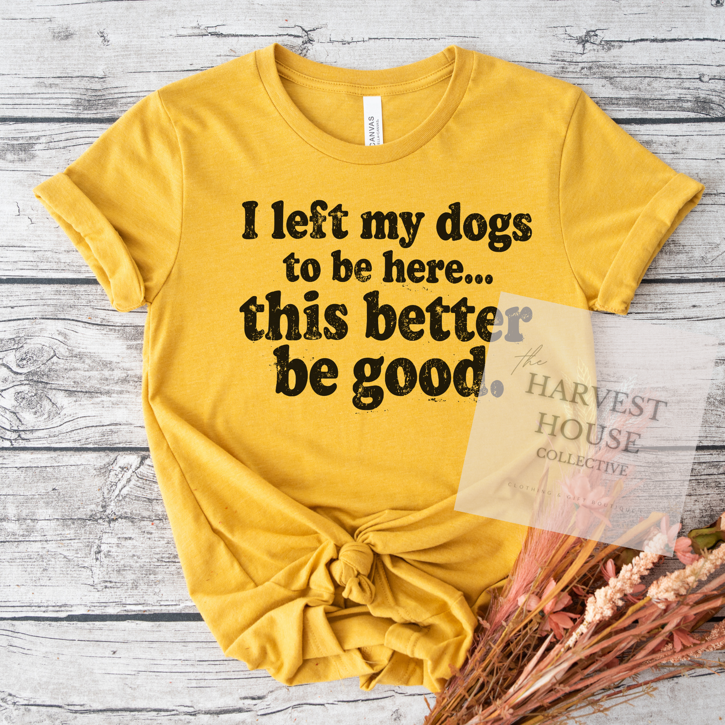 I Left My Dog To Be Here Bella Canvas Tee