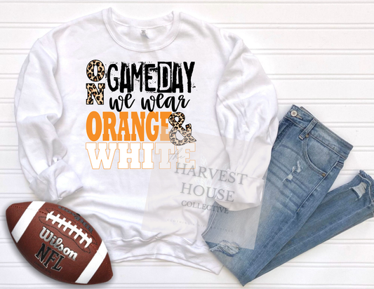 On Gameday We Wear Orange And White Shirt