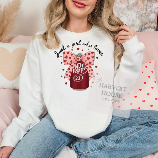 Just a Girl Who Loves Dr. Pepper Crewneck & Hoodie