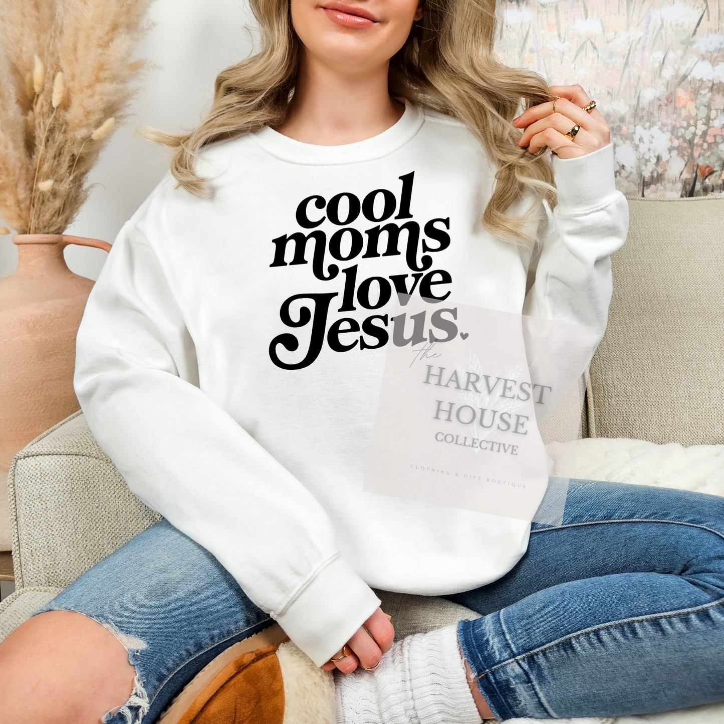 Cool Moms Love Jesus Comfort Color Crewneck