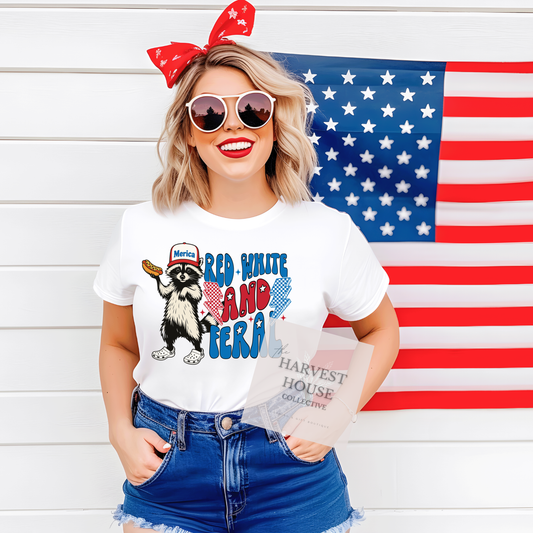Red White And Feral Bella Canvas Tee