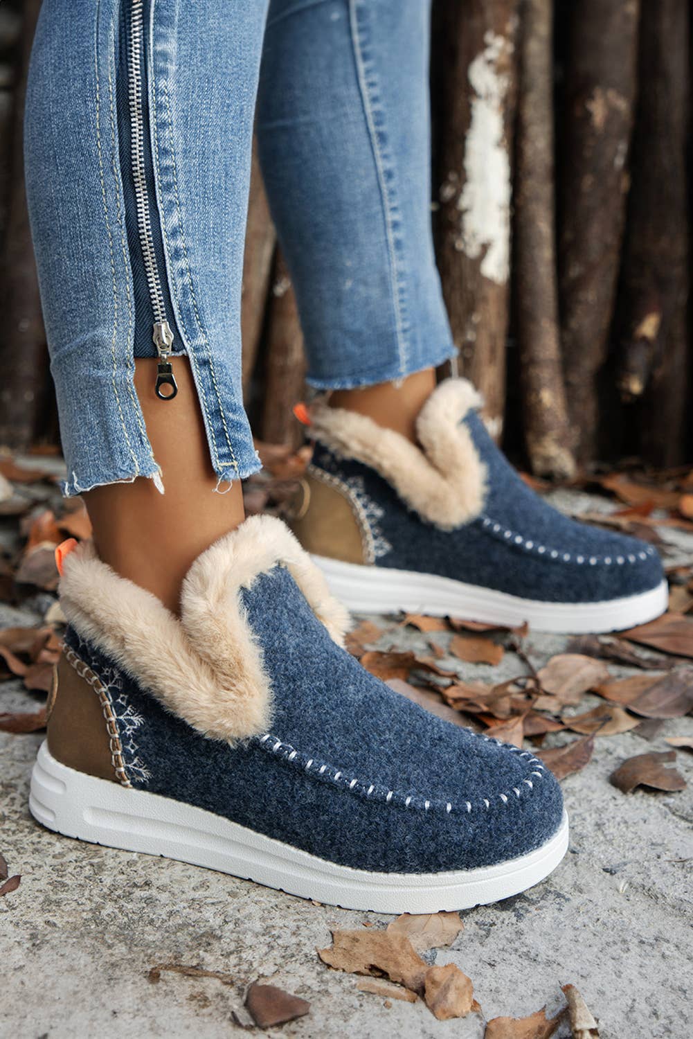 Suede Plush Lined Anklet Boots