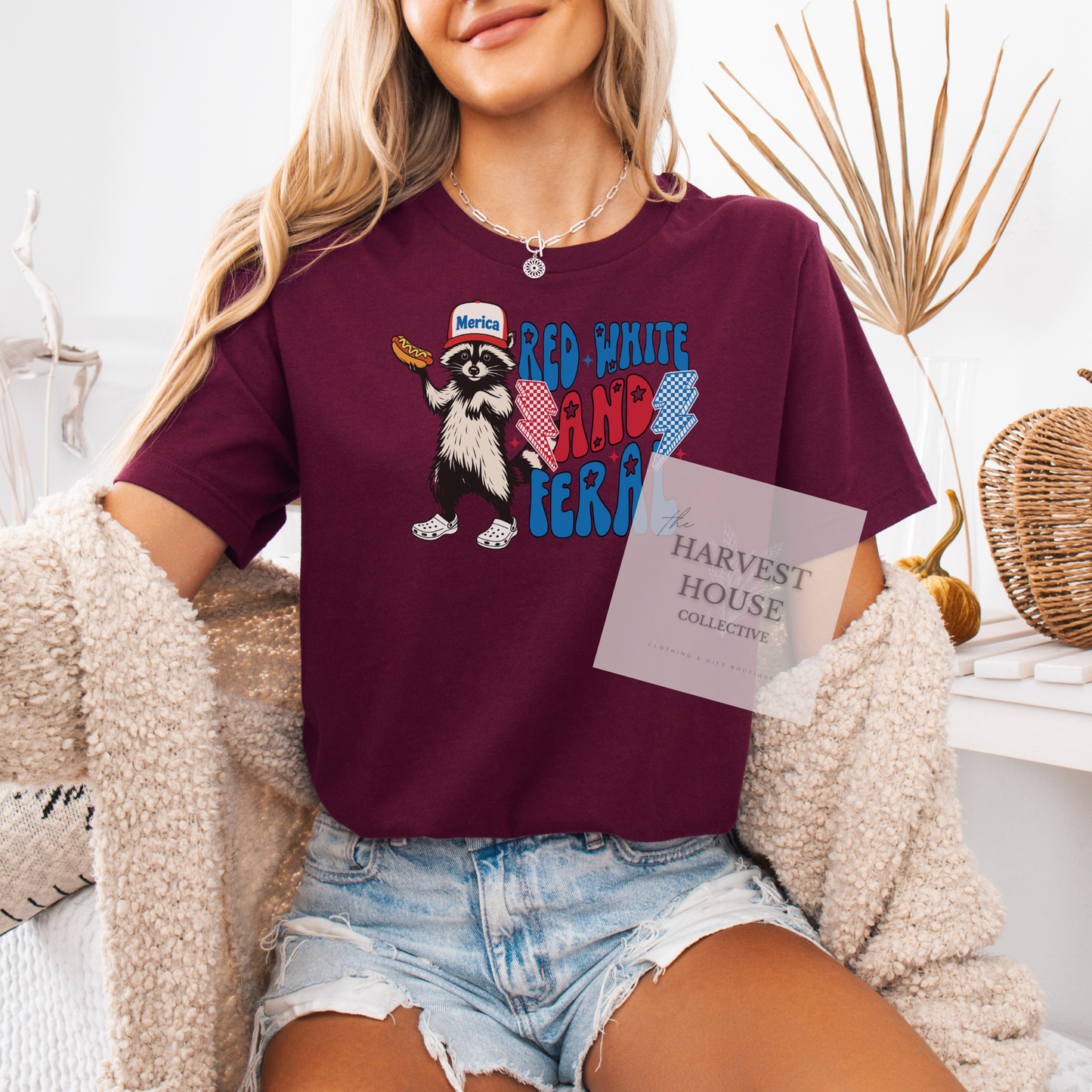Red White And Feral Bella Canvas Tee