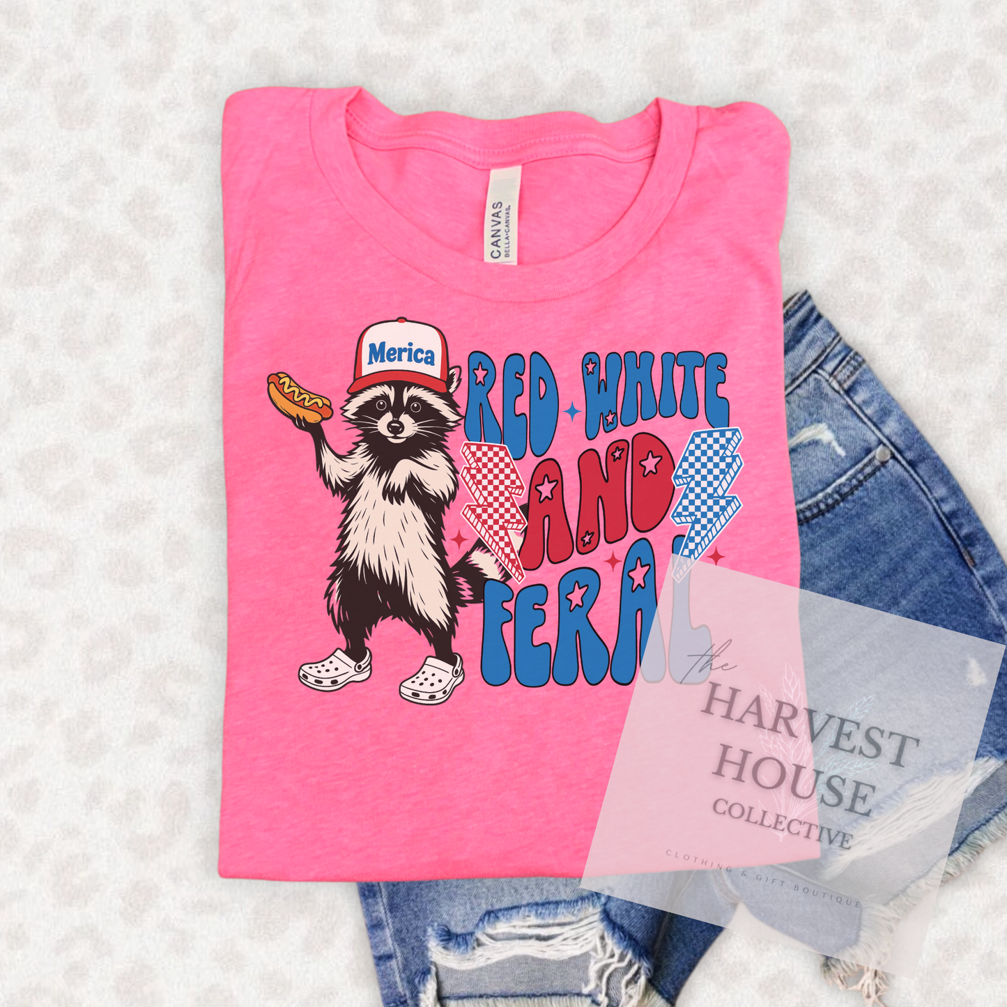 Red White And Feral Bella Canvas Tee