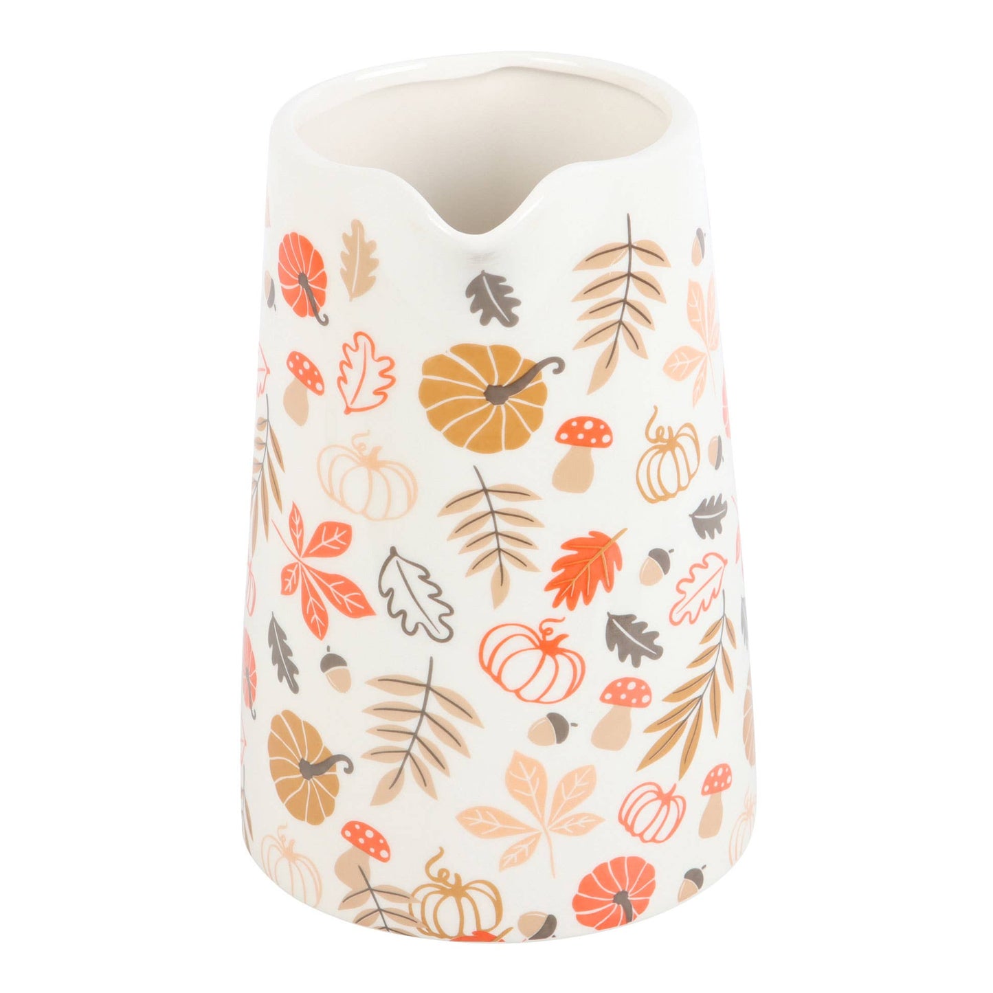 Fall and Autumn Leaves and Pumpkin Ceramic Flower Jug