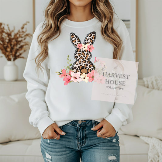 Leopard Easter Bunny Gildan Crewneck & Hoodie