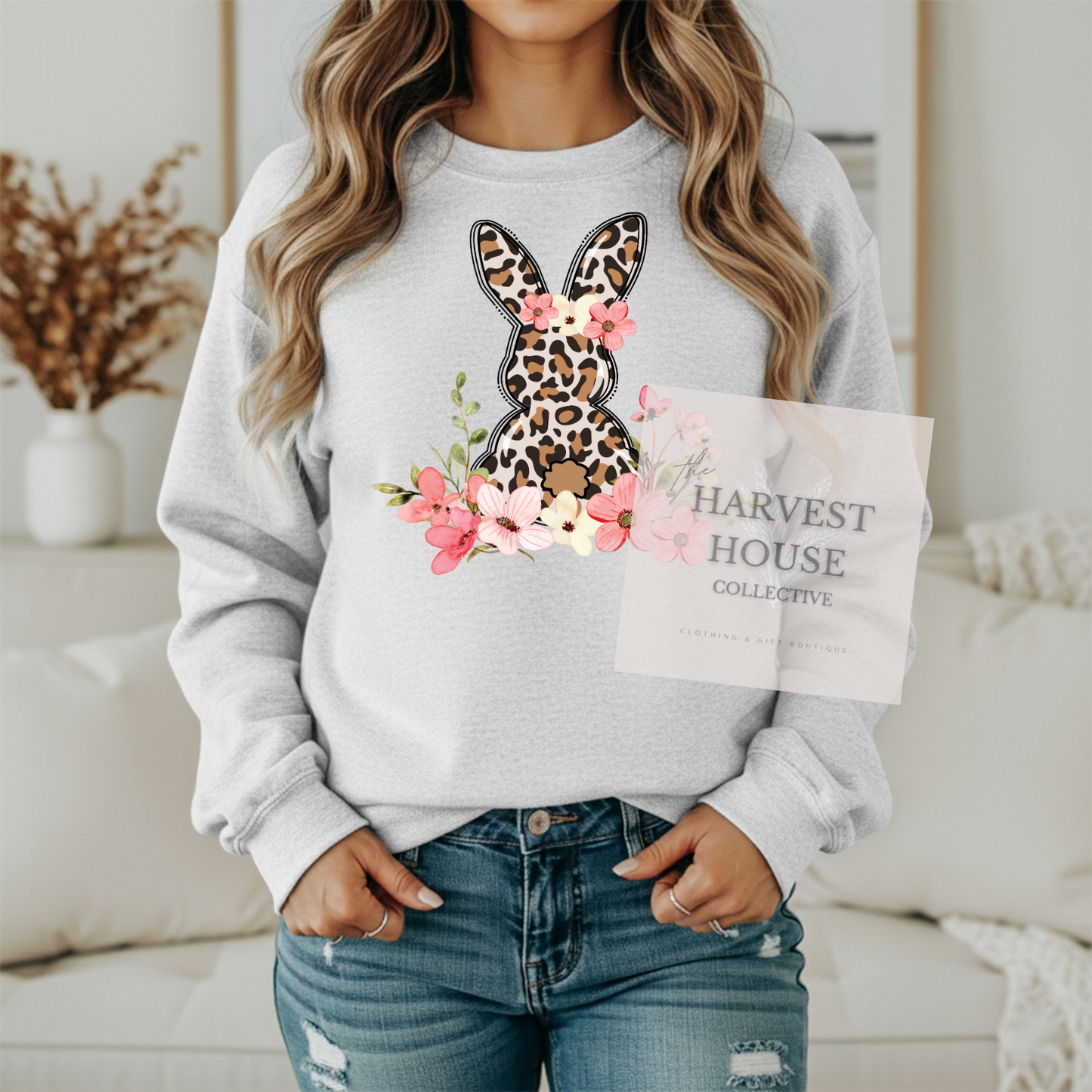 Leopard Easter Bunny Gildan Crewneck & Hoodie