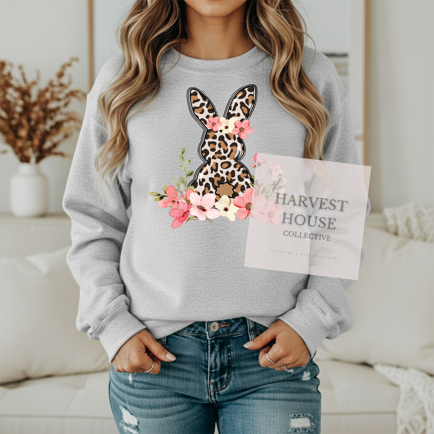 Leopard Easter Bunny Gildan Crewneck & Hoodie