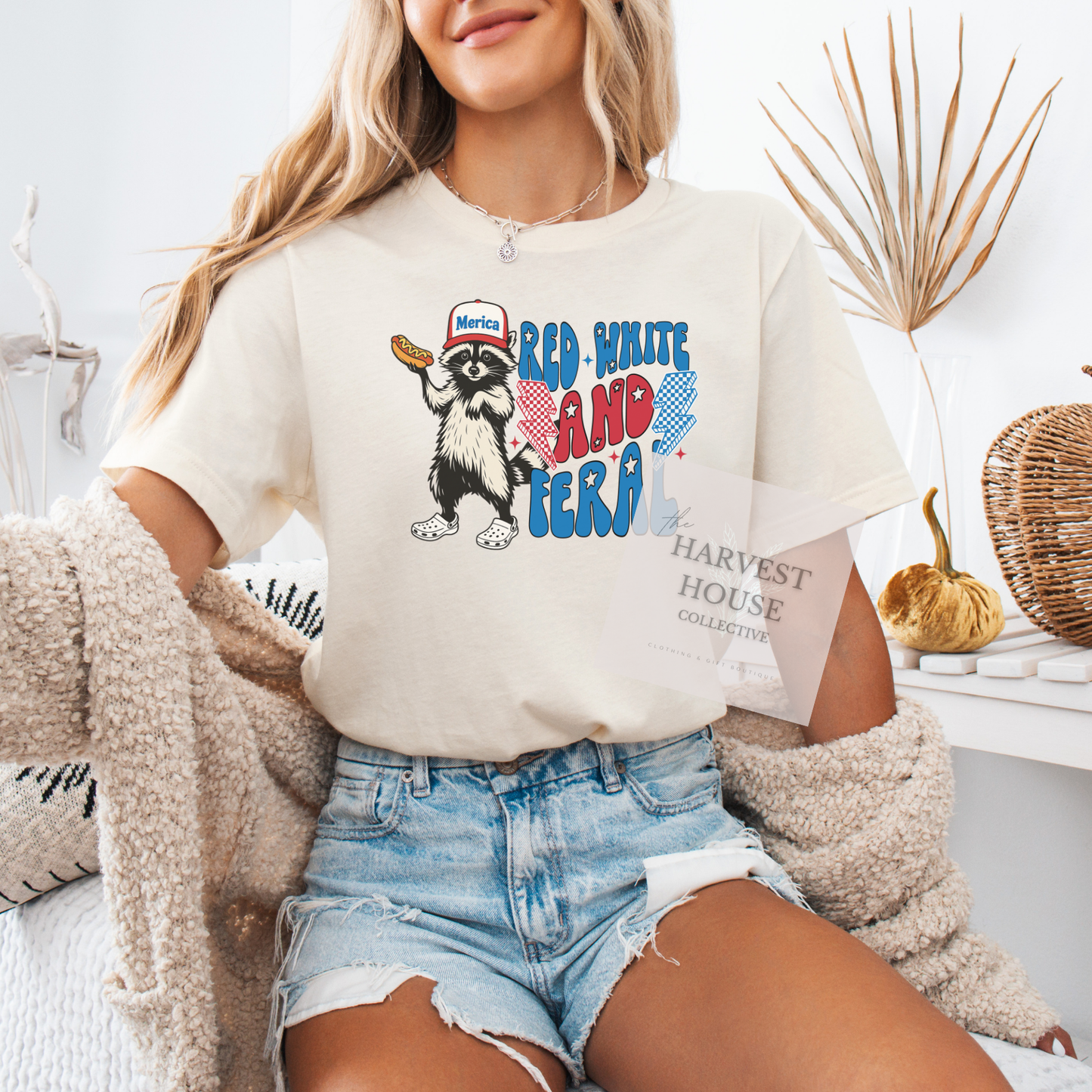 Red White And Feral Bella Canvas Tee