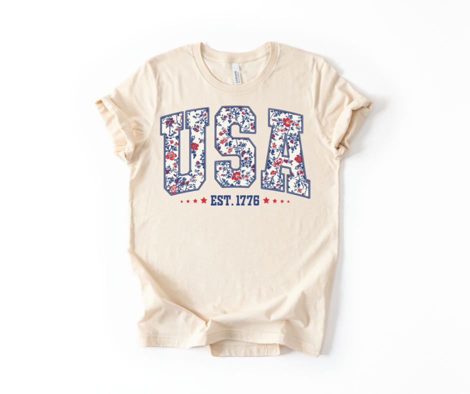 Floral USA Tee