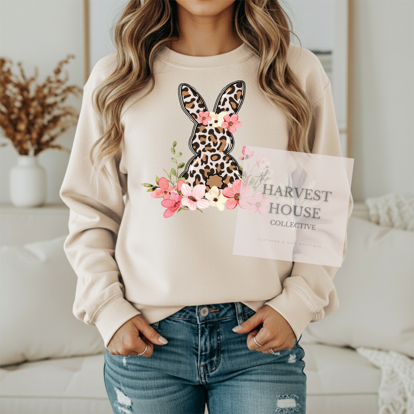 Leopard Easter Bunny Gildan Crewneck & Hoodie