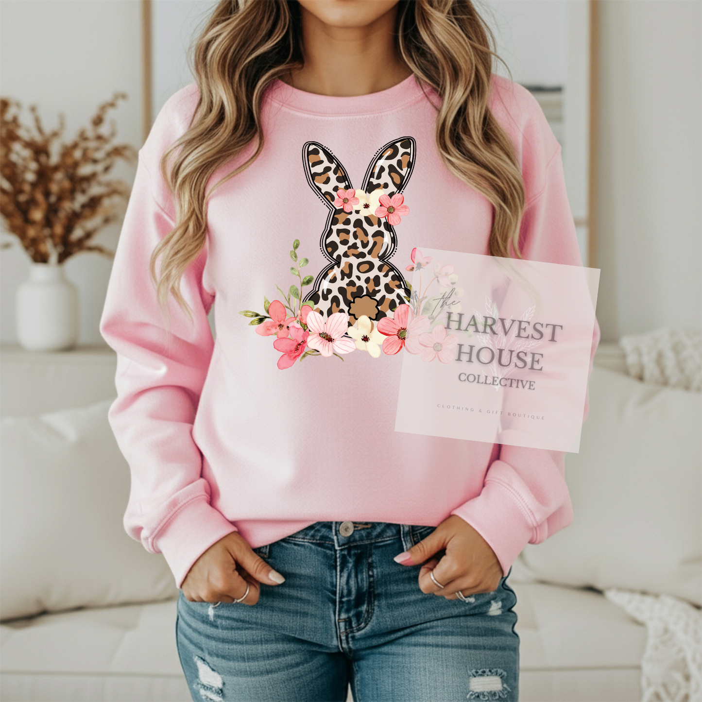 Leopard Easter Bunny Gildan Crewneck & Hoodie