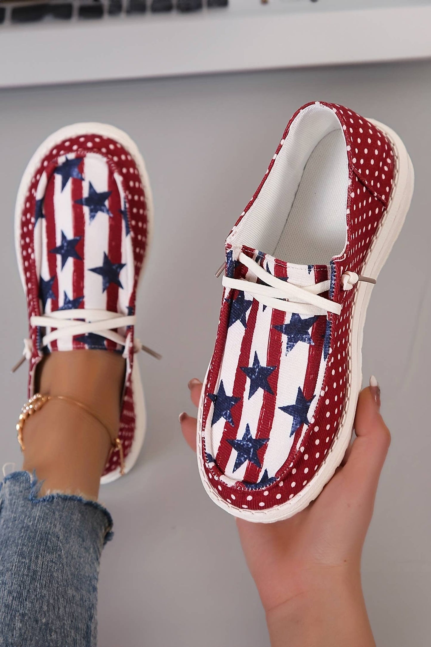 USA Polka Dot Stars & Stripes Casual Shoes