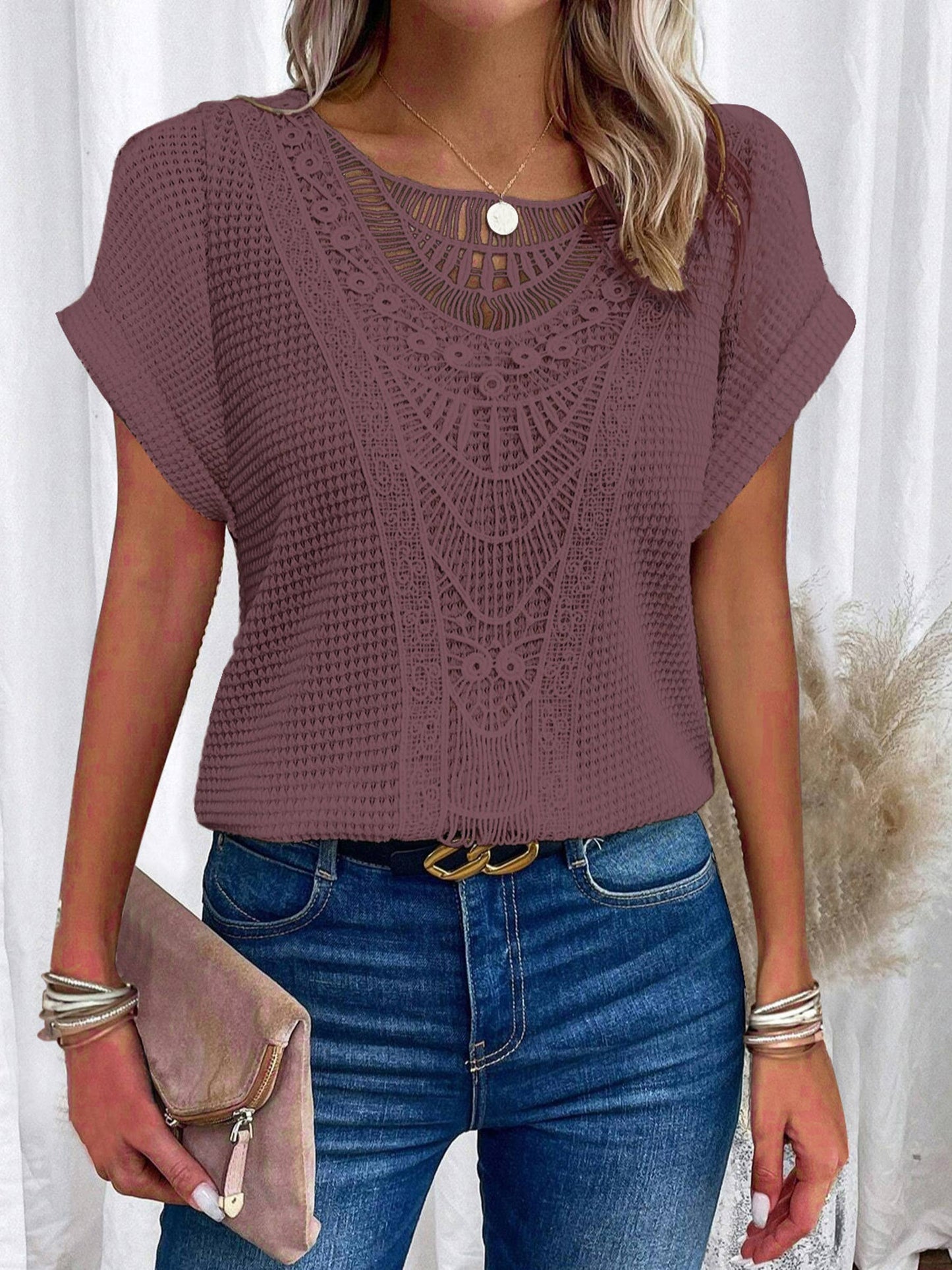 Lace Short Sleeved Top