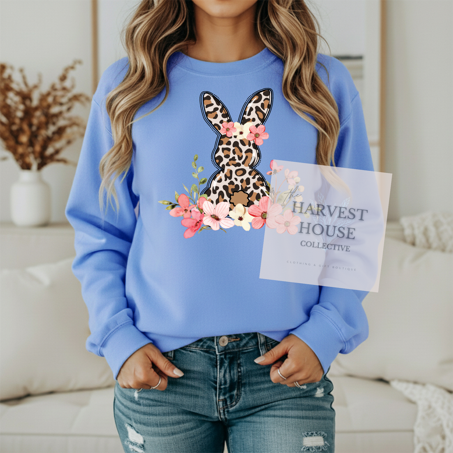 Leopard Easter Bunny Gildan Crewneck & Hoodie