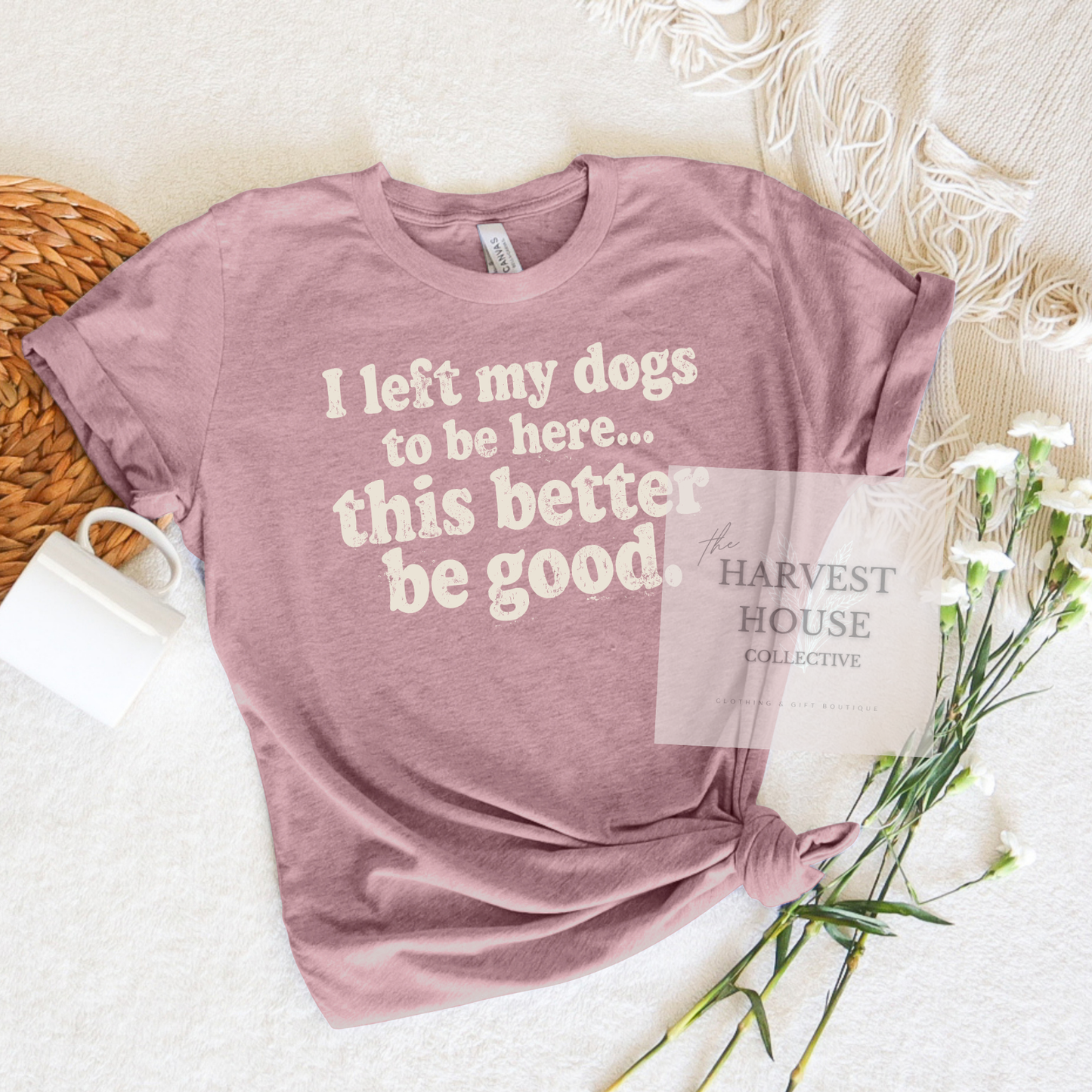 I Left My Dog To Be Here Bella Canvas Tee
