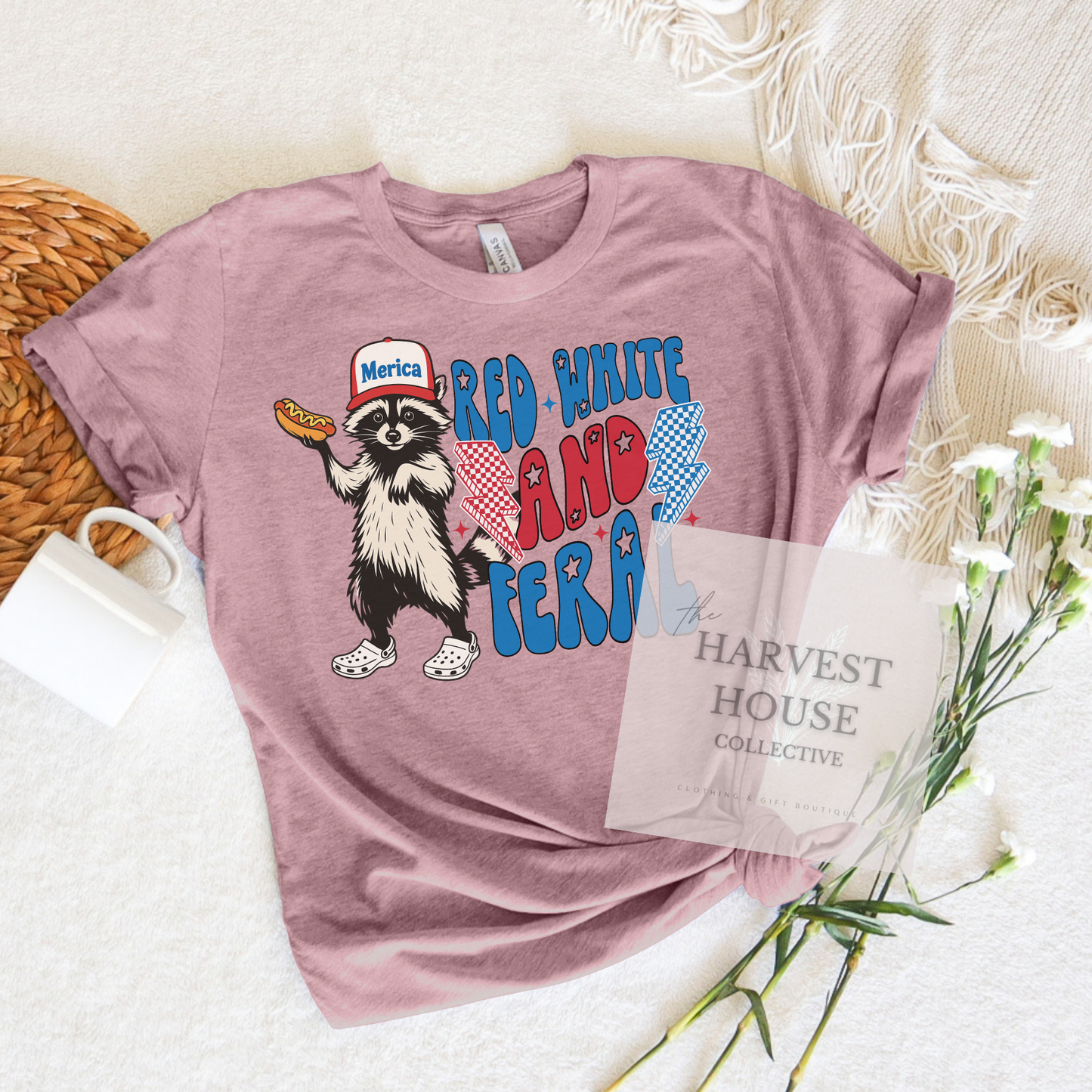 Red White And Feral Bella Canvas Tee