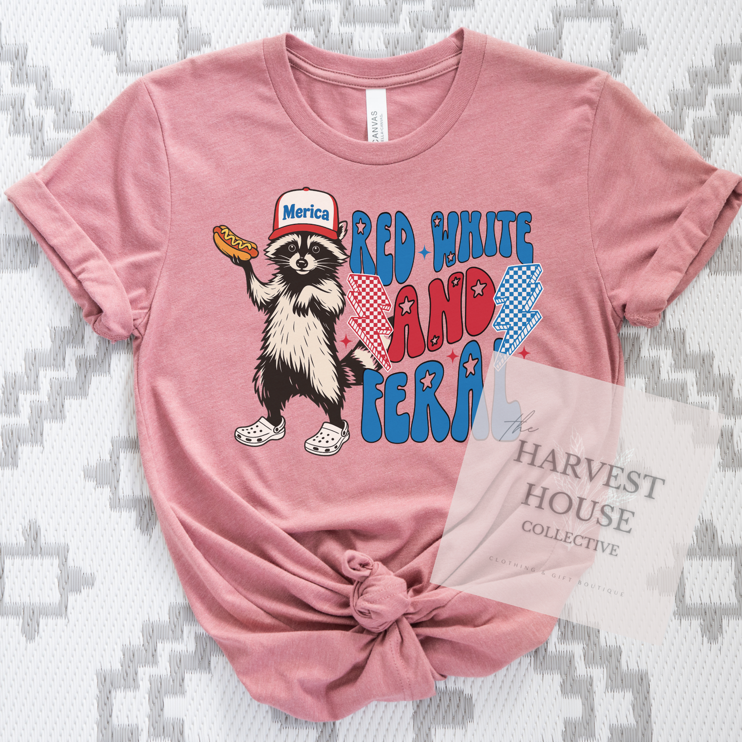 Red White And Feral Bella Canvas Tee