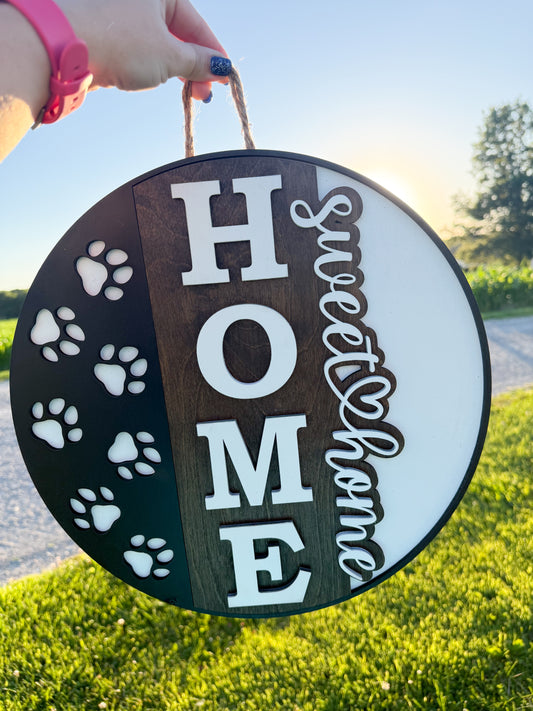 Home Sweet Home Pawprint Door Hanger