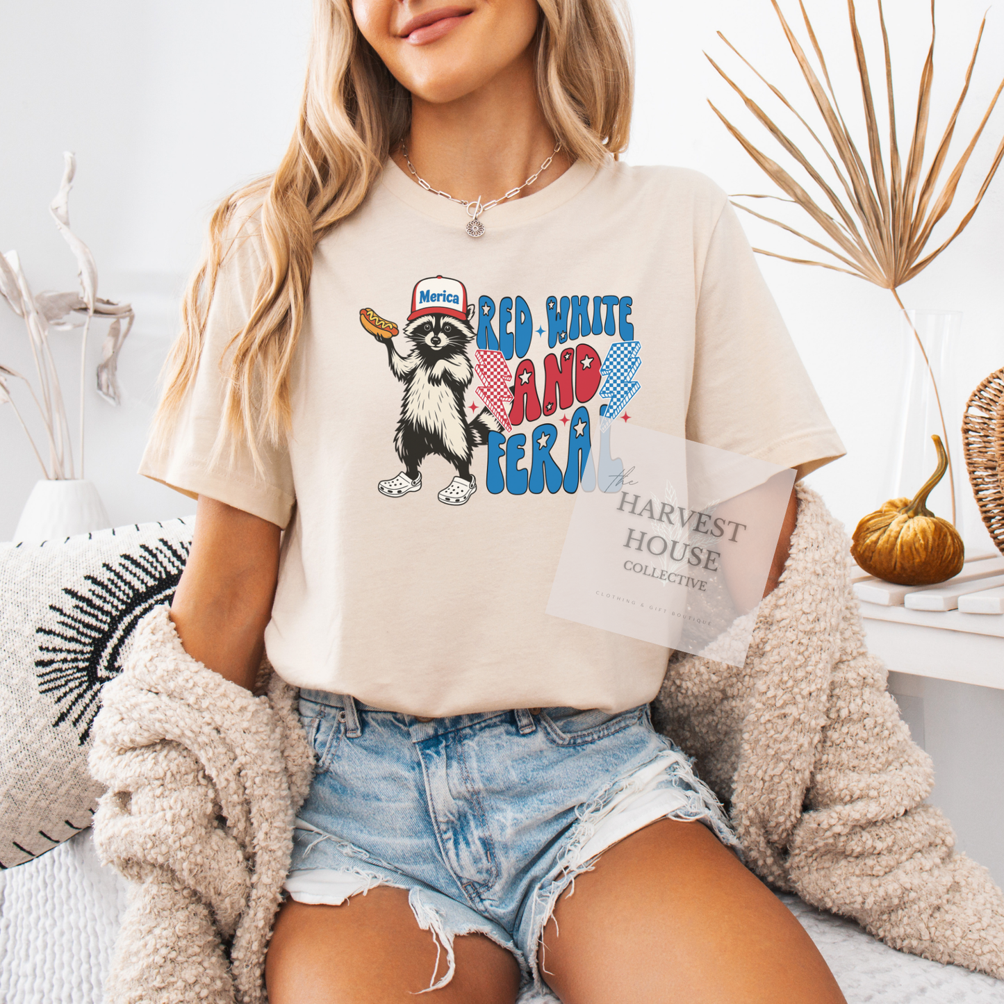 Red White And Feral Bella Canvas Tee