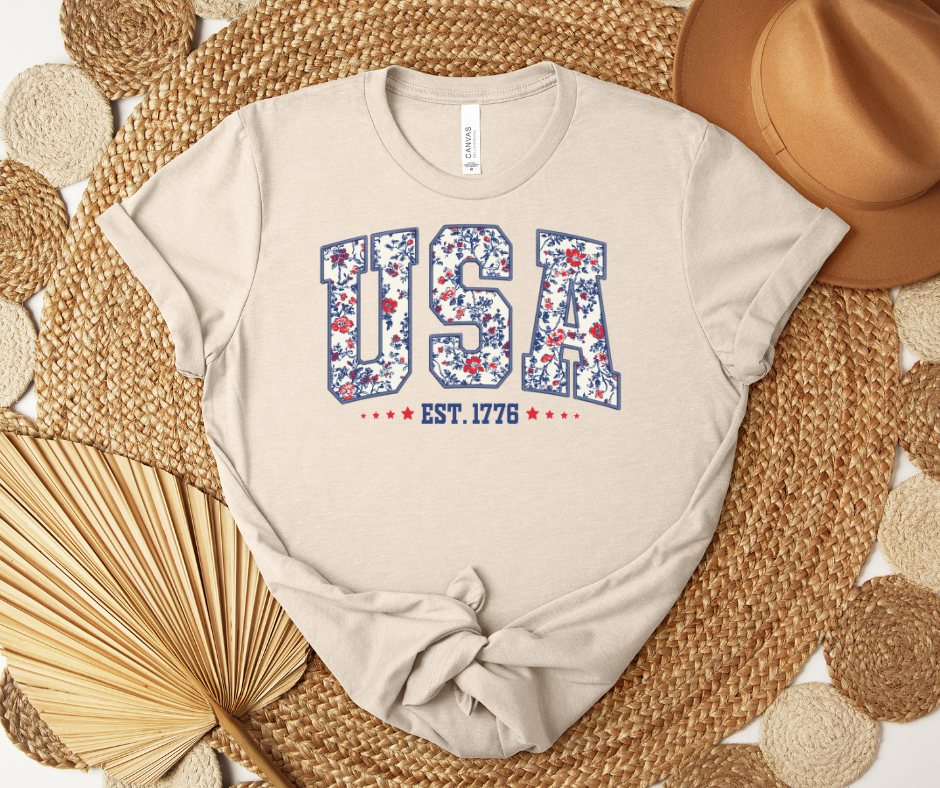 Floral USA Tee