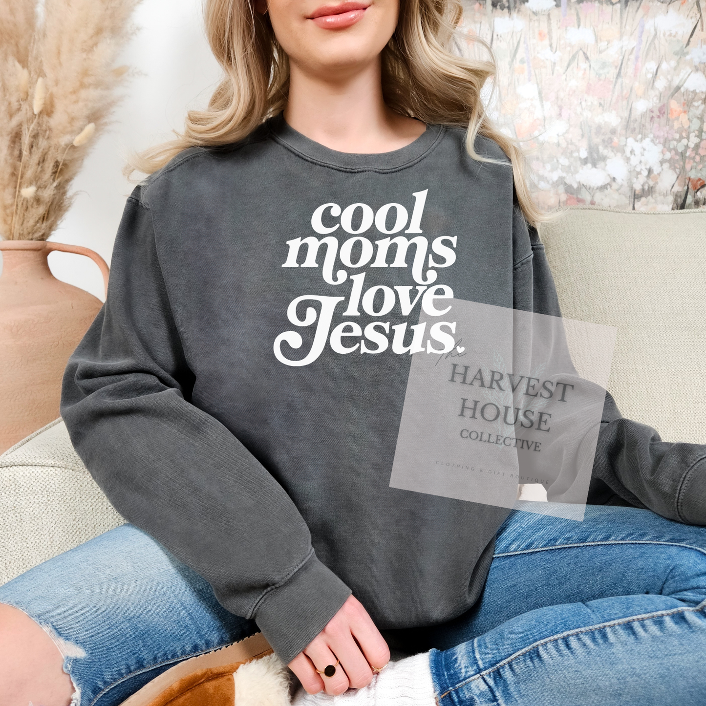 Cool Moms Love Jesus Comfort Color Crewneck