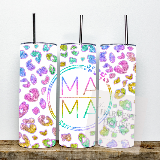 Rainbow Cheetah Mama Tumbler