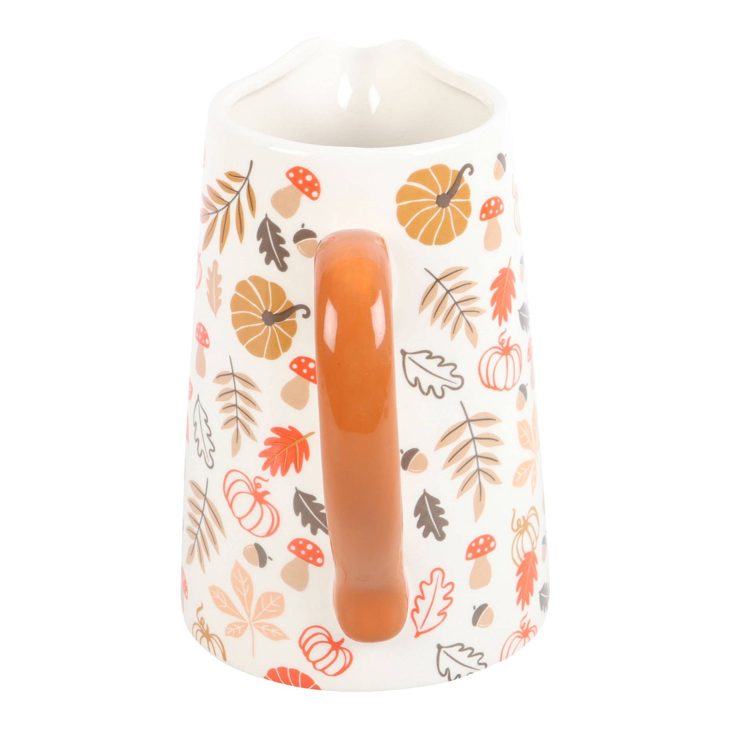 Fall and Autumn Leaves and Pumpkin Ceramic Flower Jug