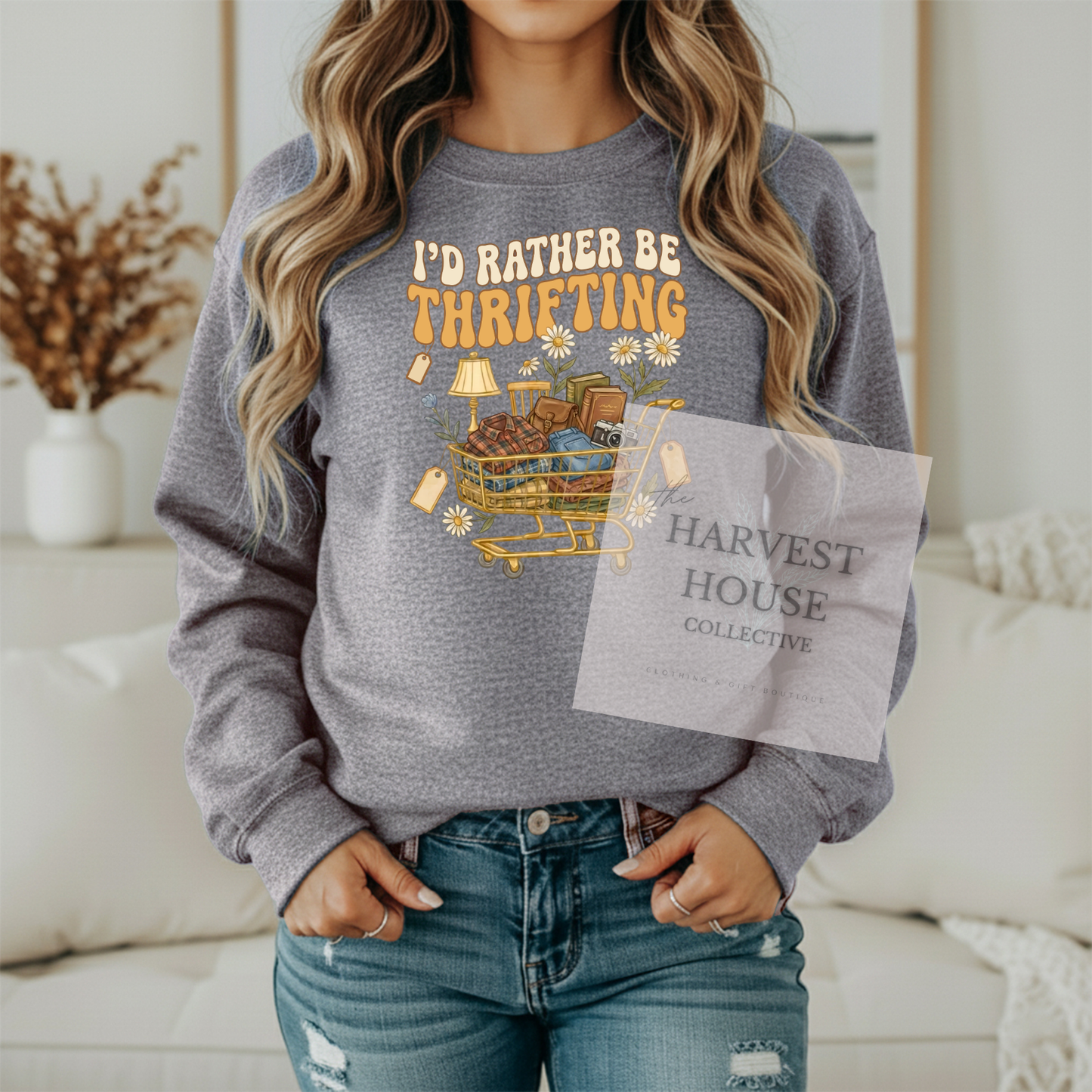 I'd Rather Be Thrifting Gildan Crewneck & Hoodie