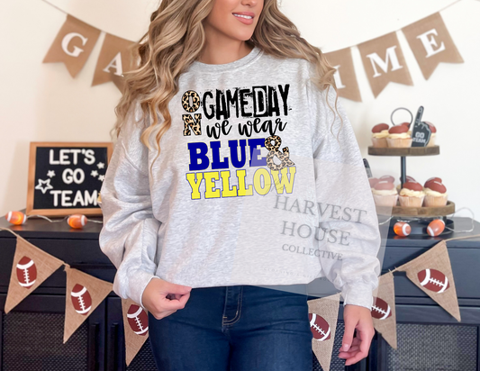 On Gameday We Wear Blue And Yellow Shirt