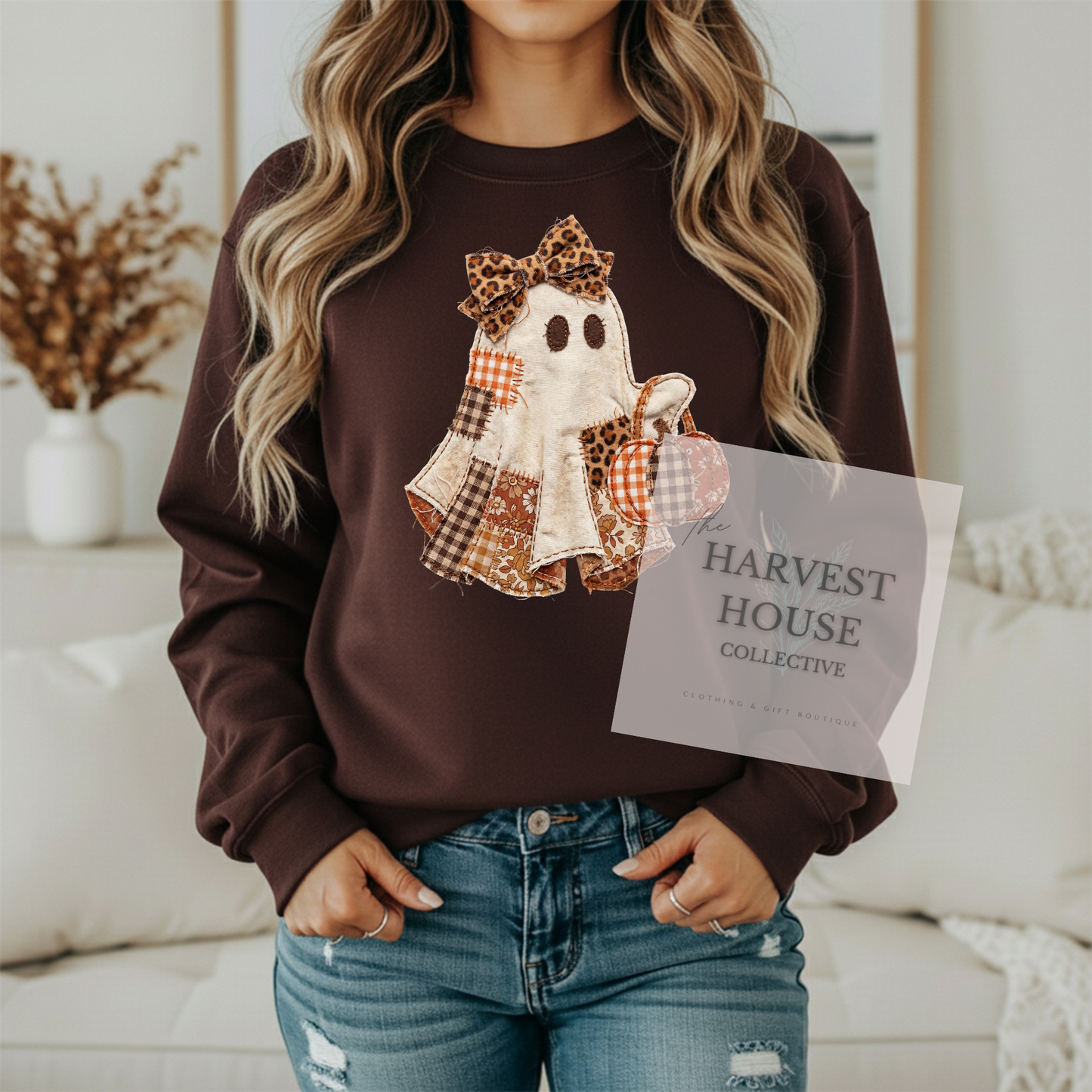 Patchwork Ghostie Gildan Crewneck and Hoodie