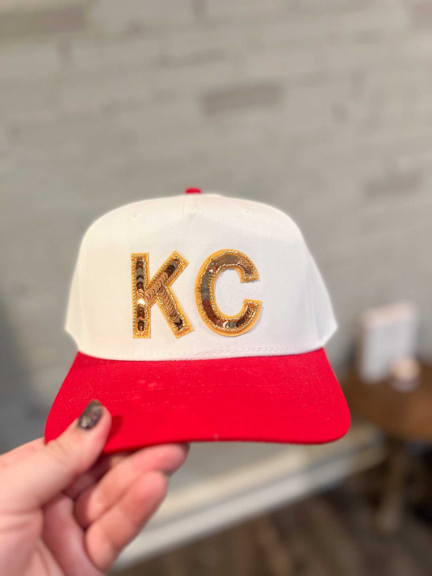 KC Sequin Gold Two Tone Trucker Hat