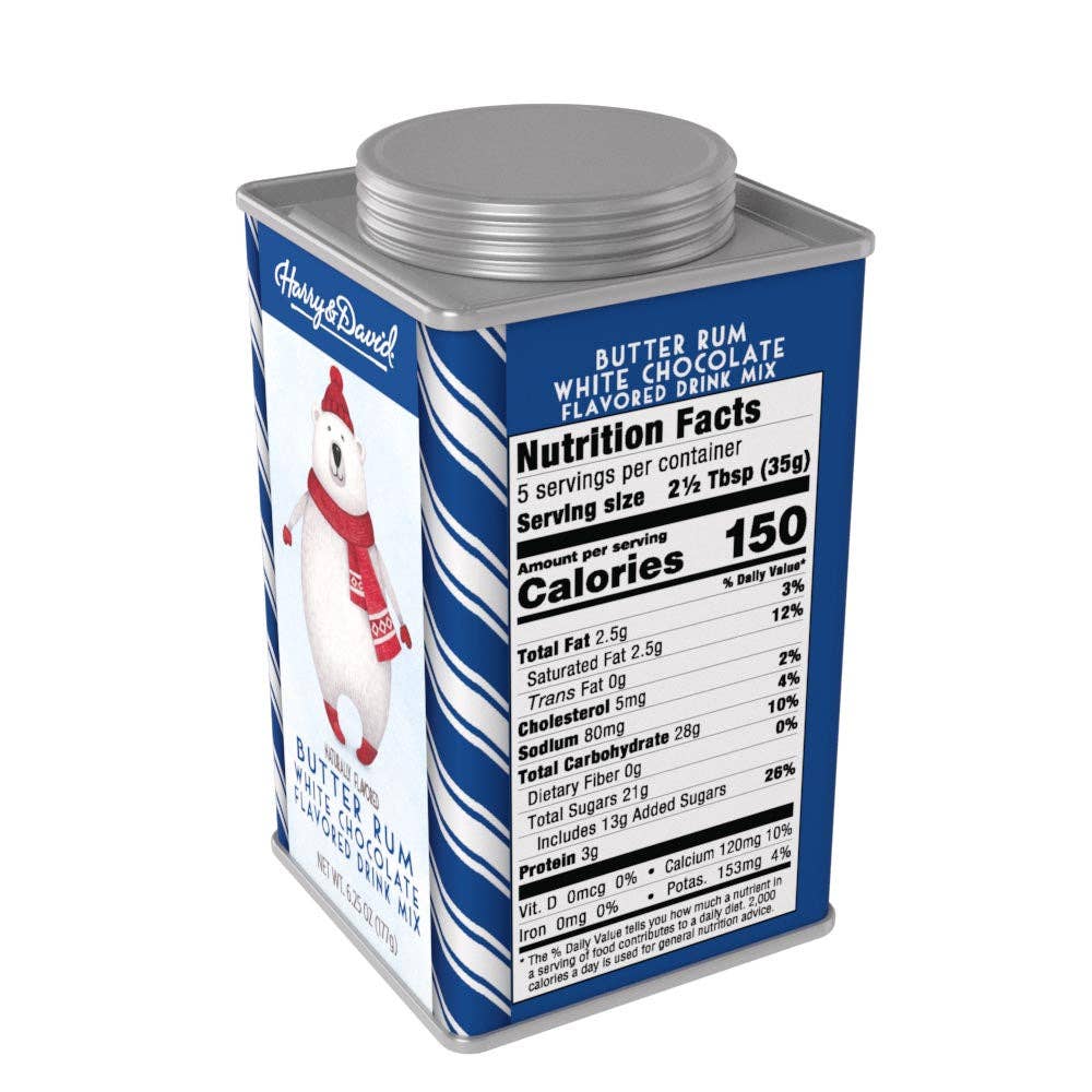 H&D® Holiday Butter Rum White Hot Chocolate (6.25oz Tins)