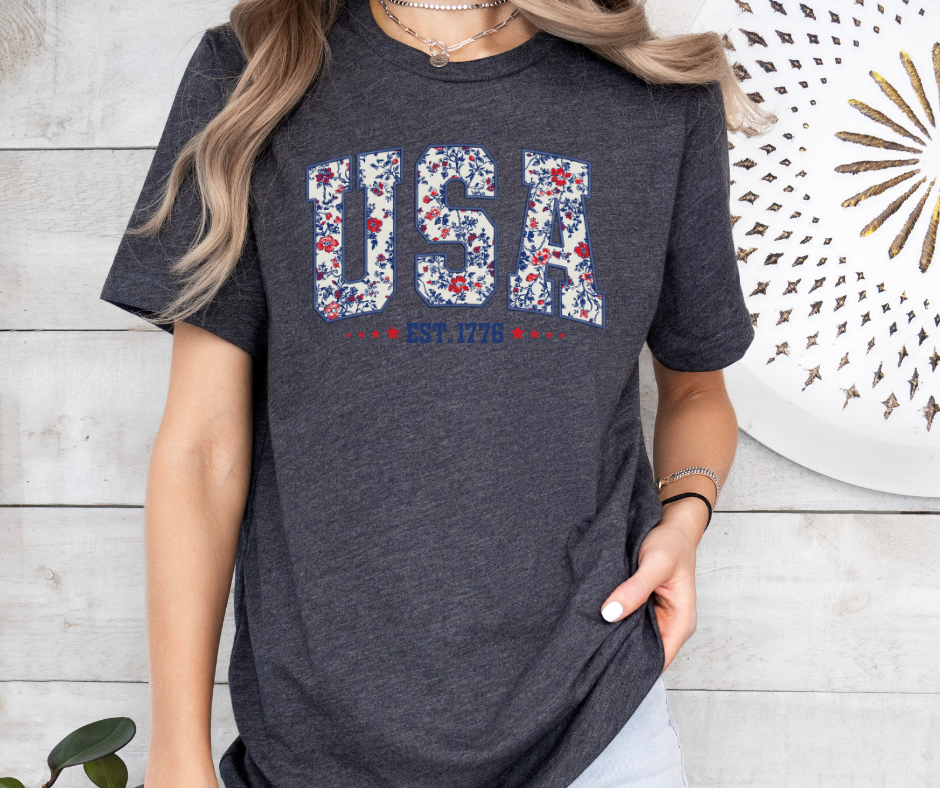 Floral USA Tee