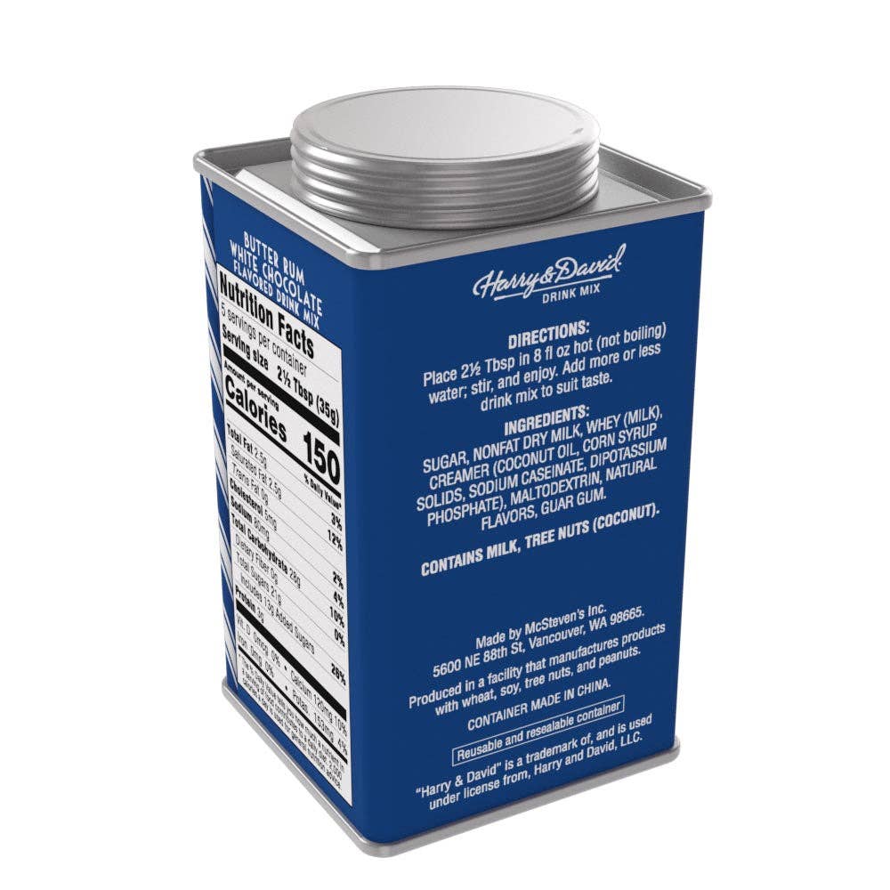 H&D® Holiday Butter Rum White Hot Chocolate (6.25oz Tins)