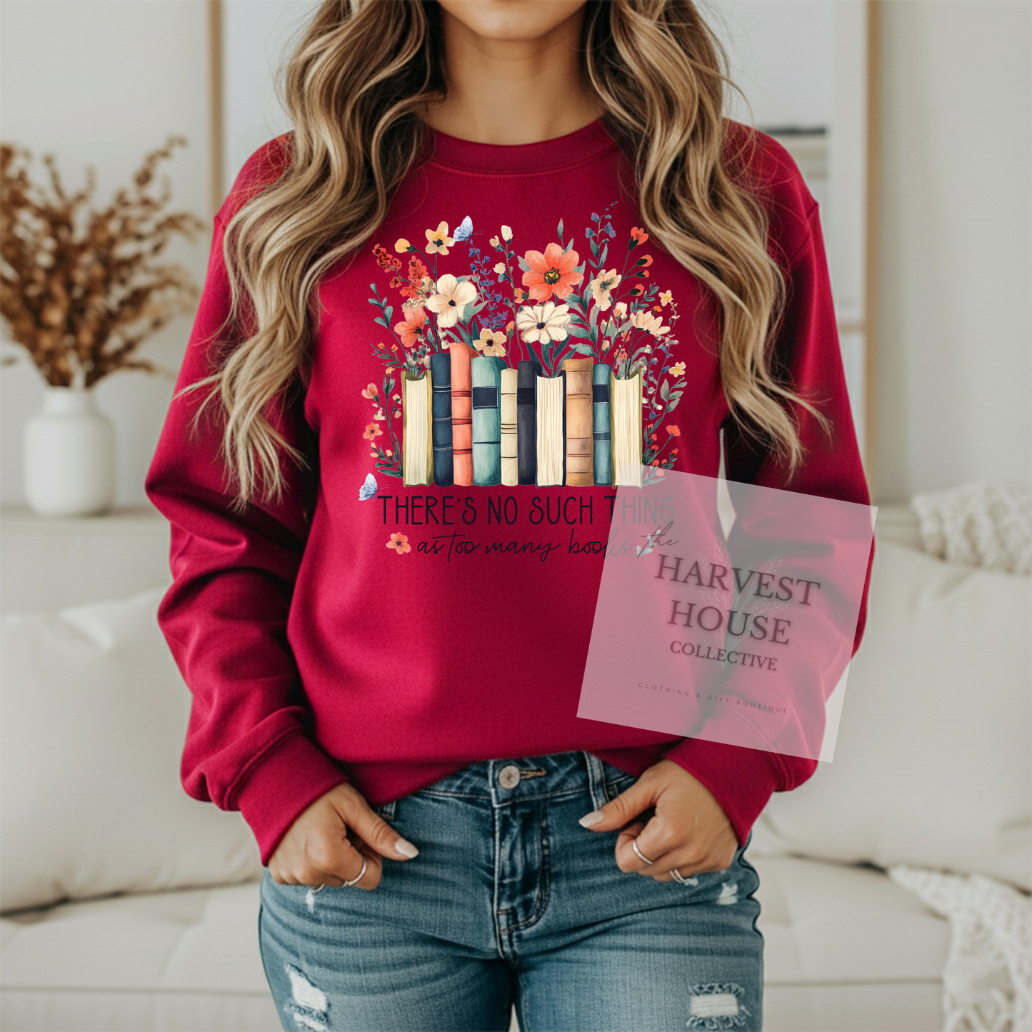 There's No Such Thing As Too Many Books Gildan Crewneck & Hoodie