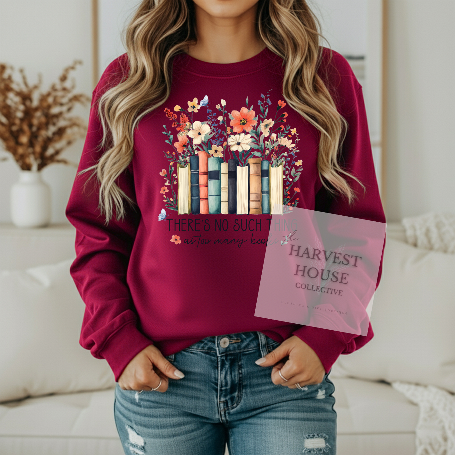There's No Such Thing As Too Many Books Gildan Crewneck & Hoodie