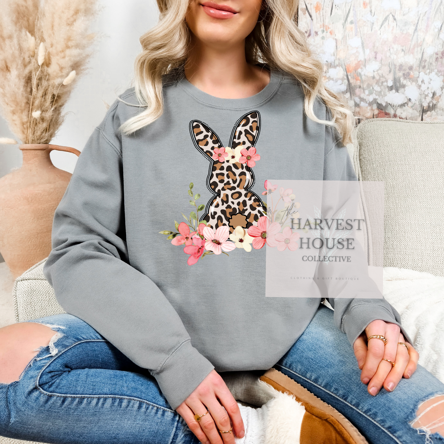 Leopard Easter Bunny Comfort Color Crewneck