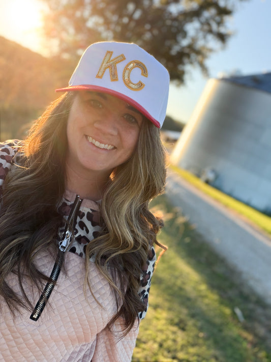 KC Sequin Gold Two Tone Trucker Hat